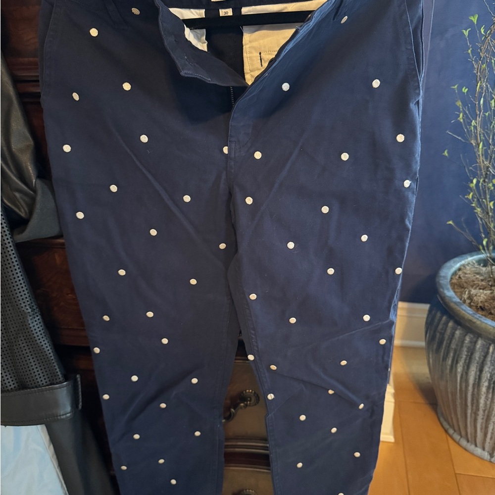 J. Crew Navy Polka Dot Ankle Pants